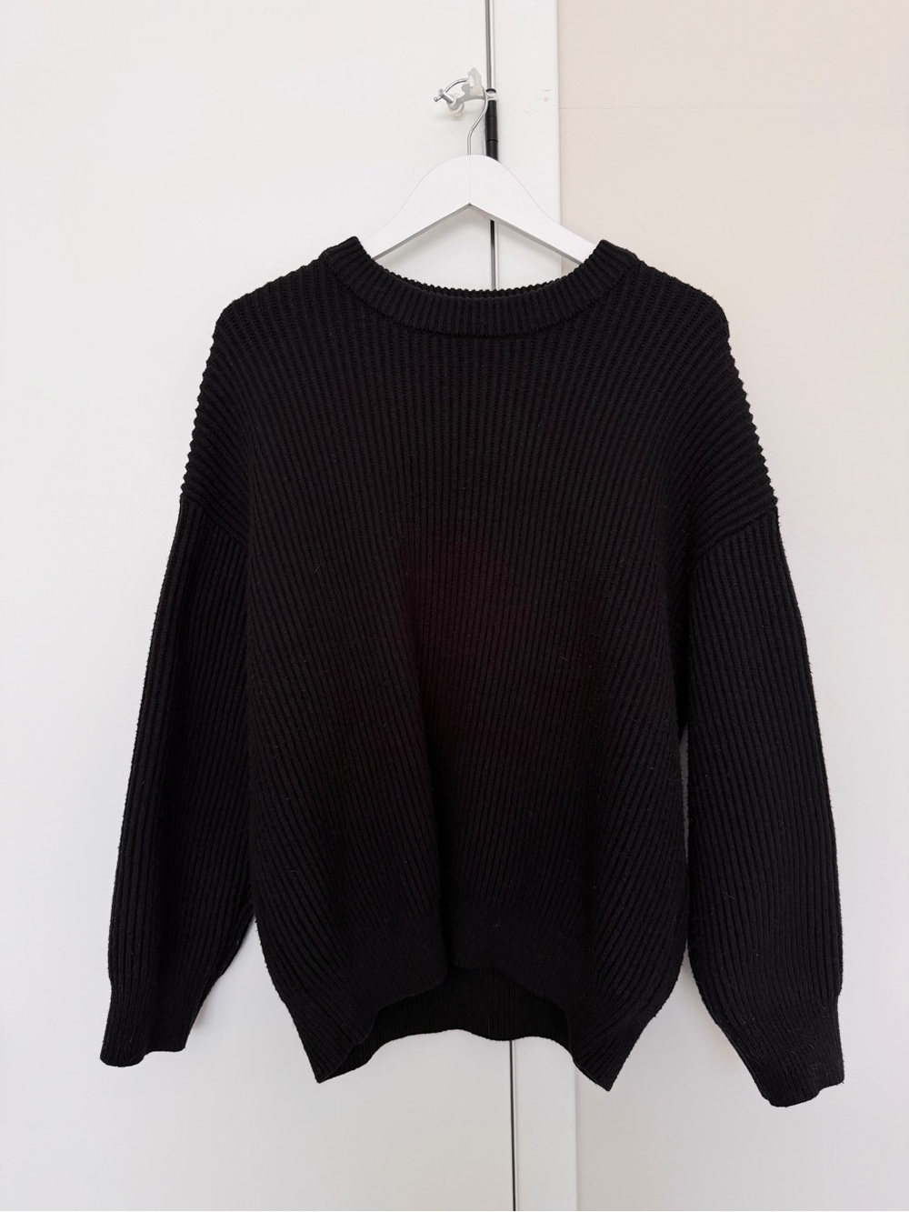 OAK + FORT Black Ribbed Crewneck Sweater S